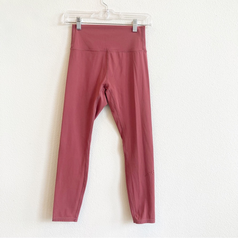 Zyia Mauve 7/8 Brilliant Leggings Moon Cutout High Rise Crop Dusty Rose Yoga 4